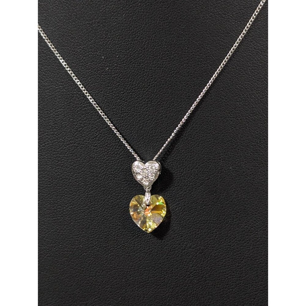 Crystal Pave Star AB Charm Neckalce Aurora Borealis Heart Love 16 in